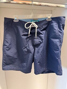 Bonobos Navy Blue Swim Board Shorts with White Drawstring